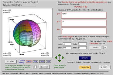 Parametric Surface Grapher -- Spherical Coordinates