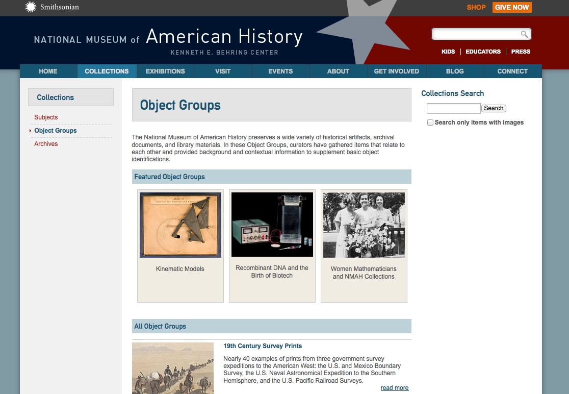 Home page for NMAH object groups.