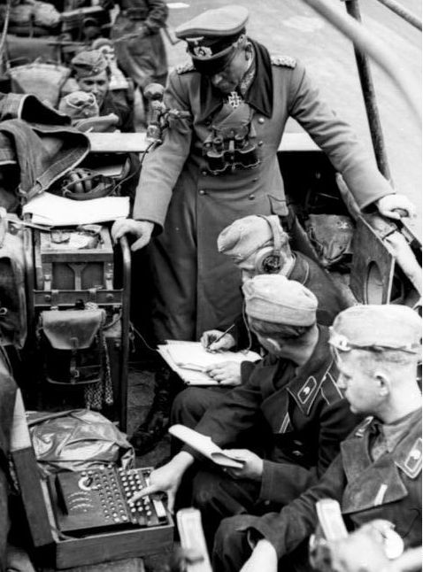 Enigma machine in use during the Battle of France.