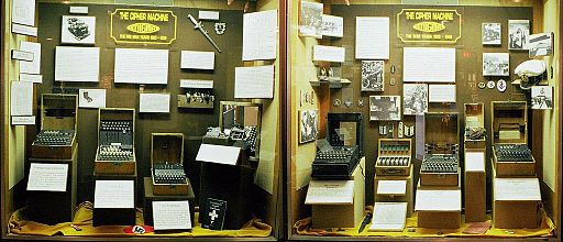 Display of Enigma machines at National Cryptology Museum, US.