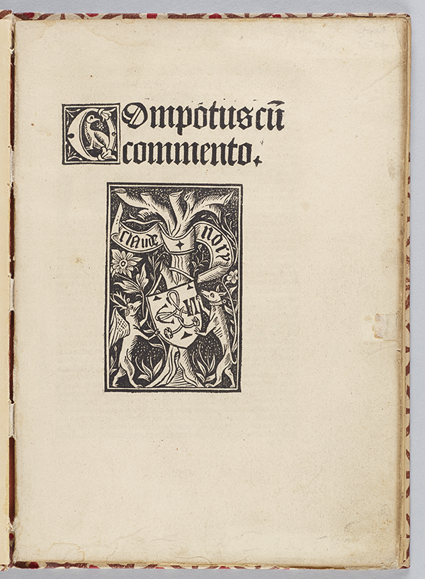 Title page of Computus cum commento by Anianus, 1488