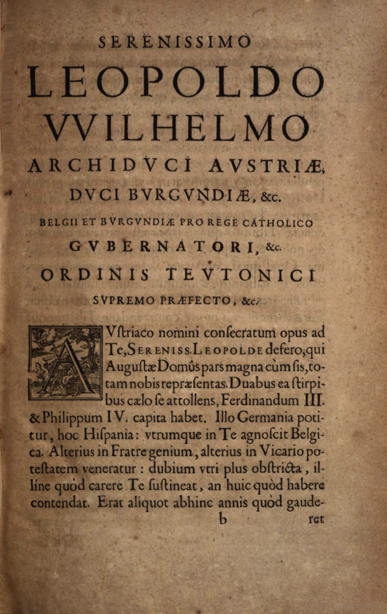 Dedication page of volume 1, Opus geometricum quadraturae circuli et sectionum coni (1647).