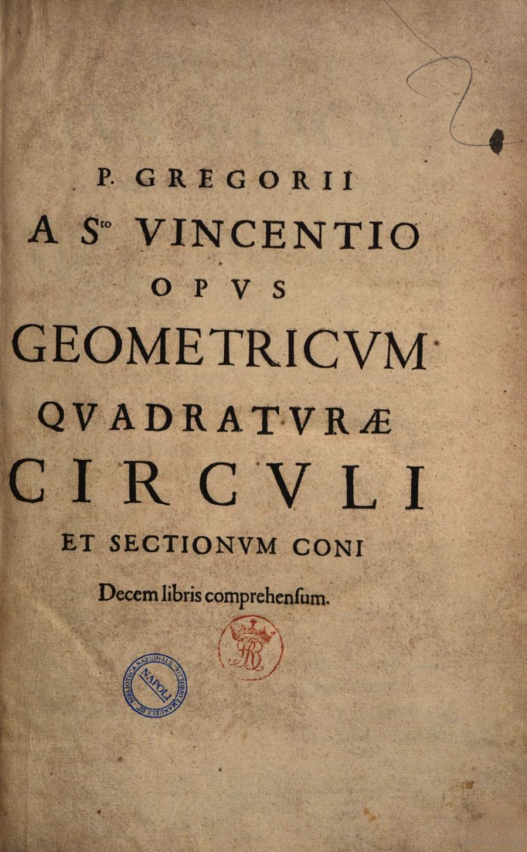 Title page of volume 1, Opus geometricum quadraturae circuli et sectionum coni (1647).