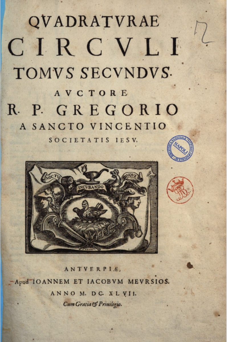 Title page of volume 2, Opus geometricum quadraturae circuli et sectionum coni (1647).