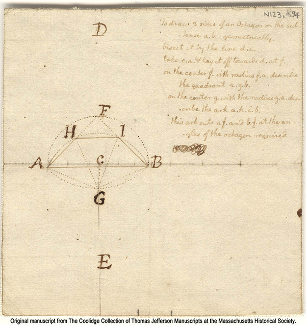 Construction of octagon by Thomas Jefferson