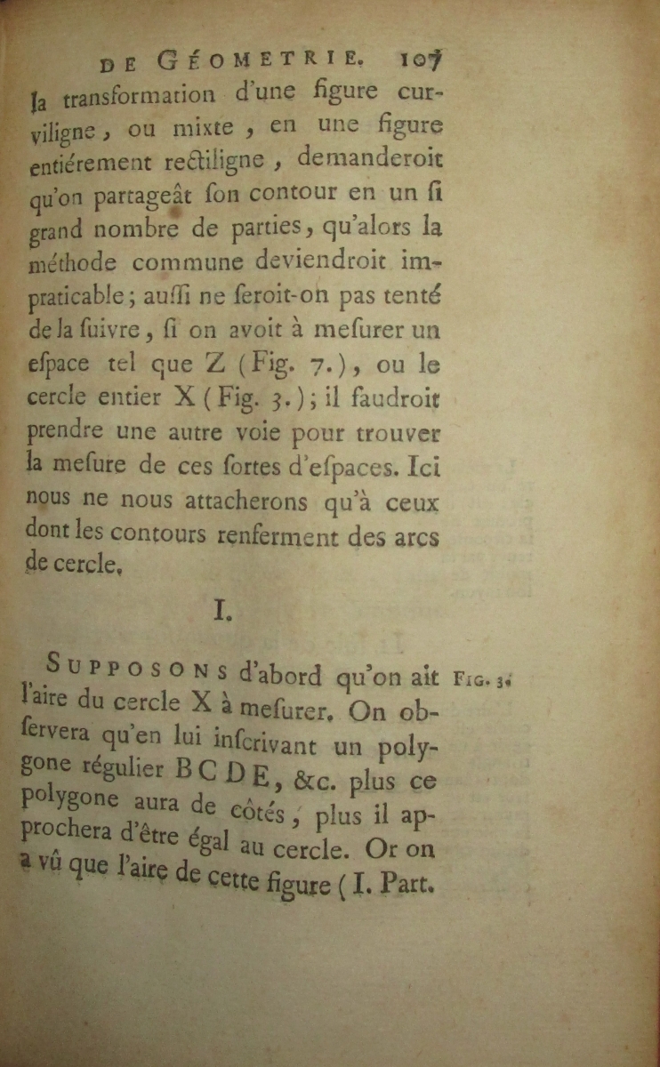 Page 107 from 1753 printing of Alexis-Claude Clairaut’s Élémens de géométrie, owned by Bruce Burdick.