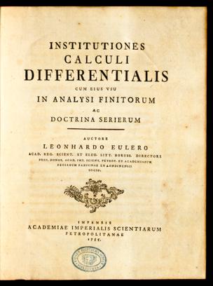 Title page for Euler's 1755 Institutiones Calculi Differentialis.