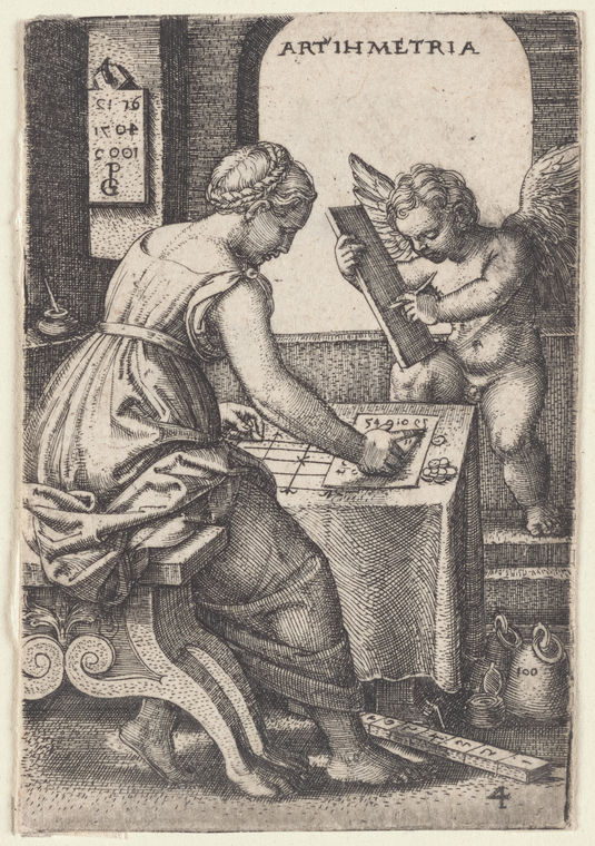 The liberal art of Arithmetic, as depicted by Georg Pencz in the 16th century.