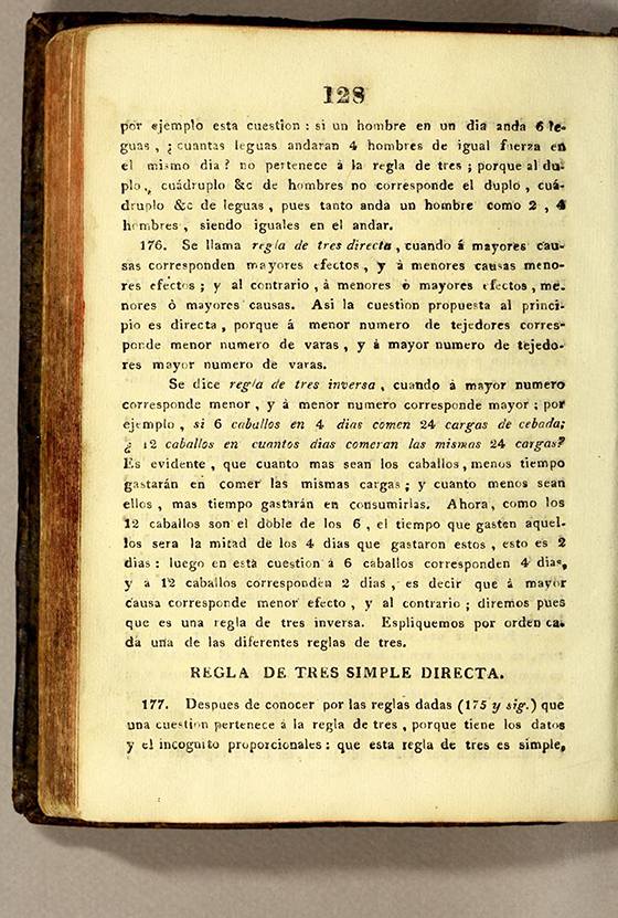 Page 128 of Manuel Ayala's 1832 Elementos de matematicas.