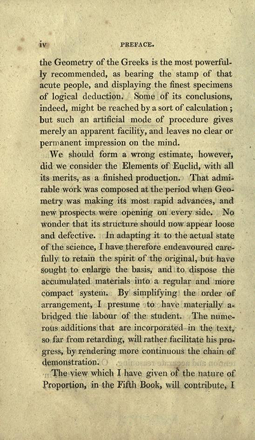 Page two of preface to Elements of Geometry and Plane Trigonometry by John Leslie, third edition, 1817