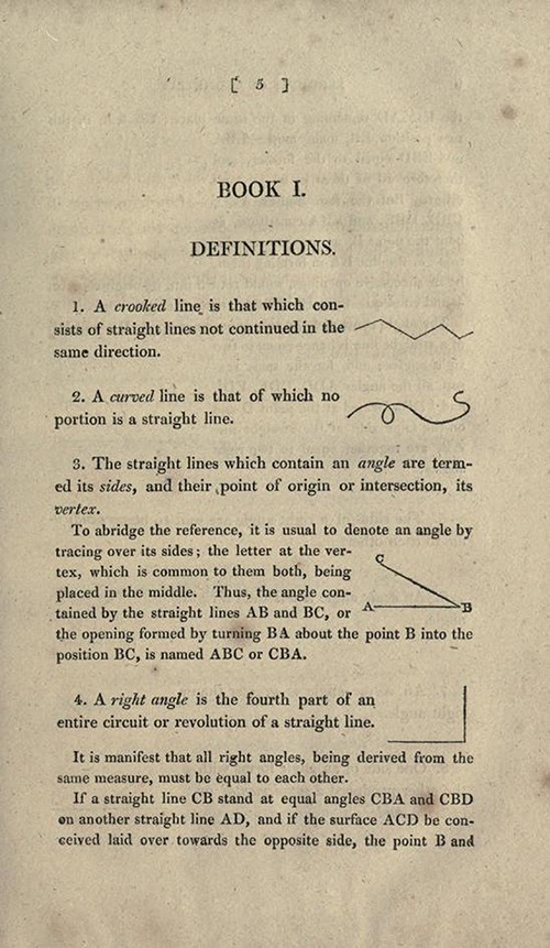 Page five of Elements of Geometry and Plane Trigonometry by John Leslie, third edition, 1817