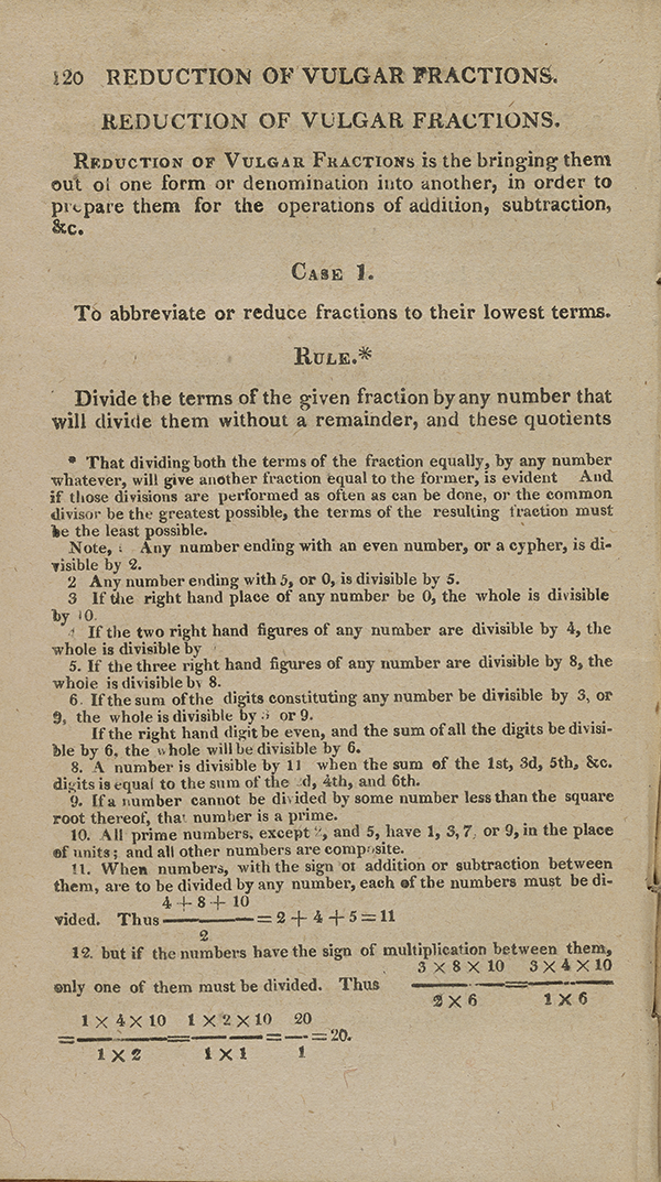 Page 120 of John Bonnycastle's arithmetic textbook.