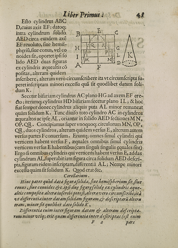 Page 43 from Torricelli's 1644 treatise on geometry.