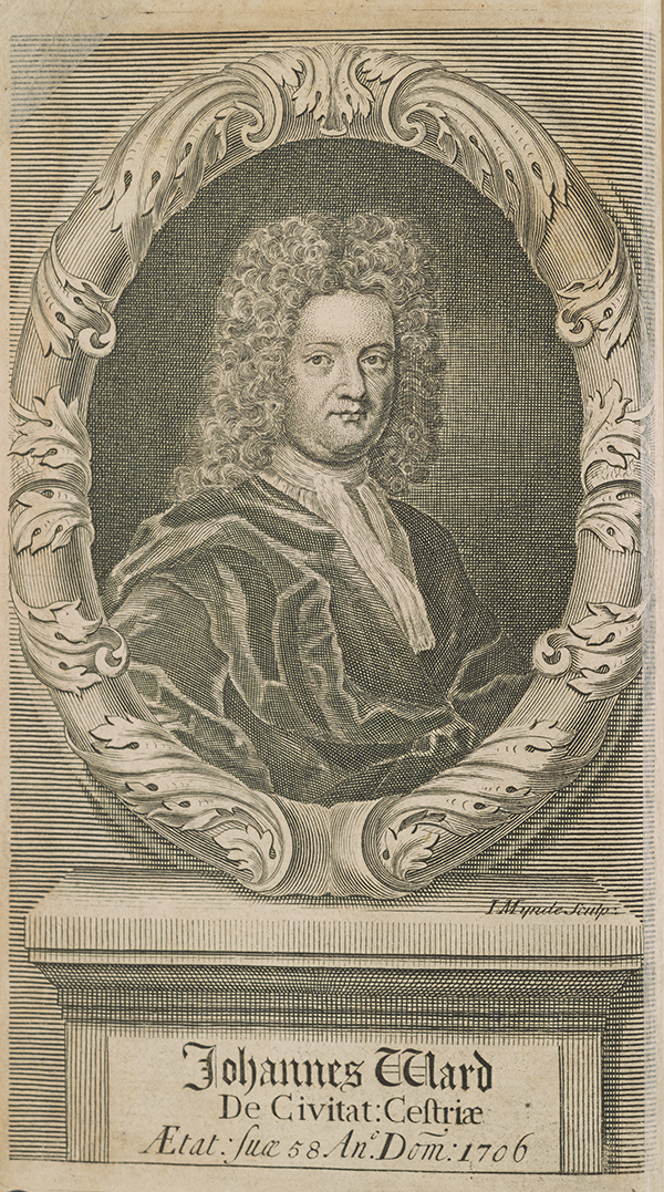 Frontispiece for Young Mathematician's Guide with John Ward's portrait.