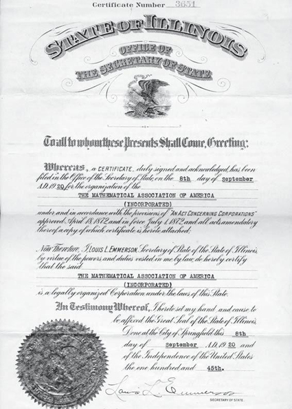 MAA charter of incorporation