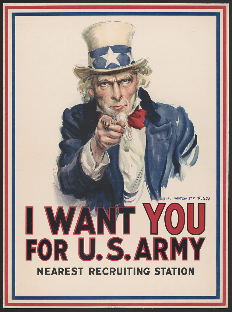 J. M. Flagg's 1917 recruiting poster featuring Uncle Sam.