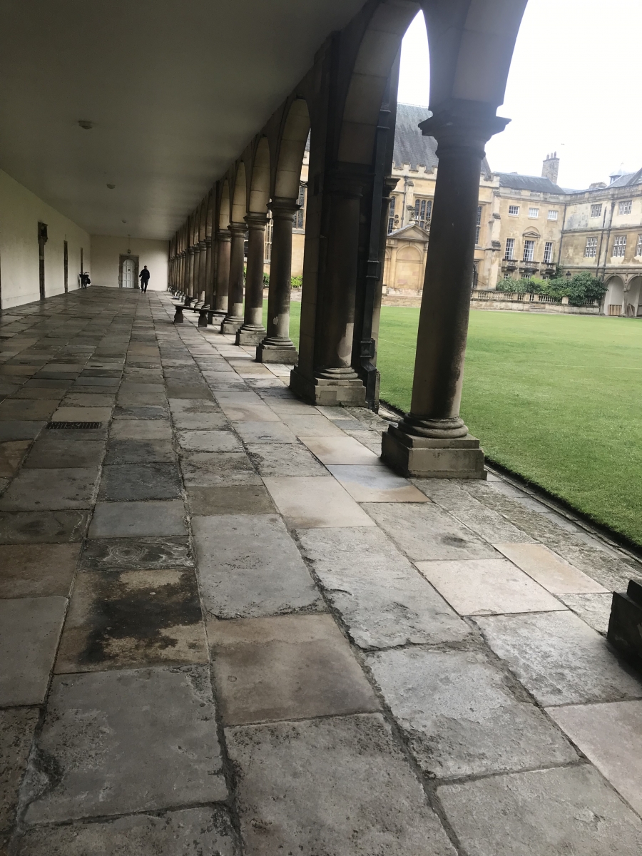 Colonnade at Trinity College associated with Isaac Newton.