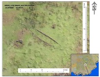 Drone image of hare paenga ruin.