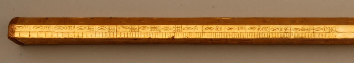 Detailed view of gold cubit from the Museo Egizio.
