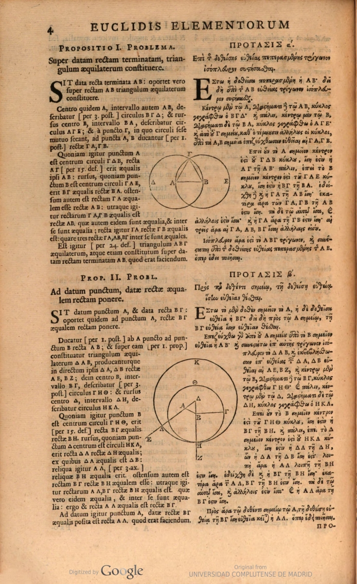 Page 4 from Gregory's 1703 Latin edition of Euclid's Elements.