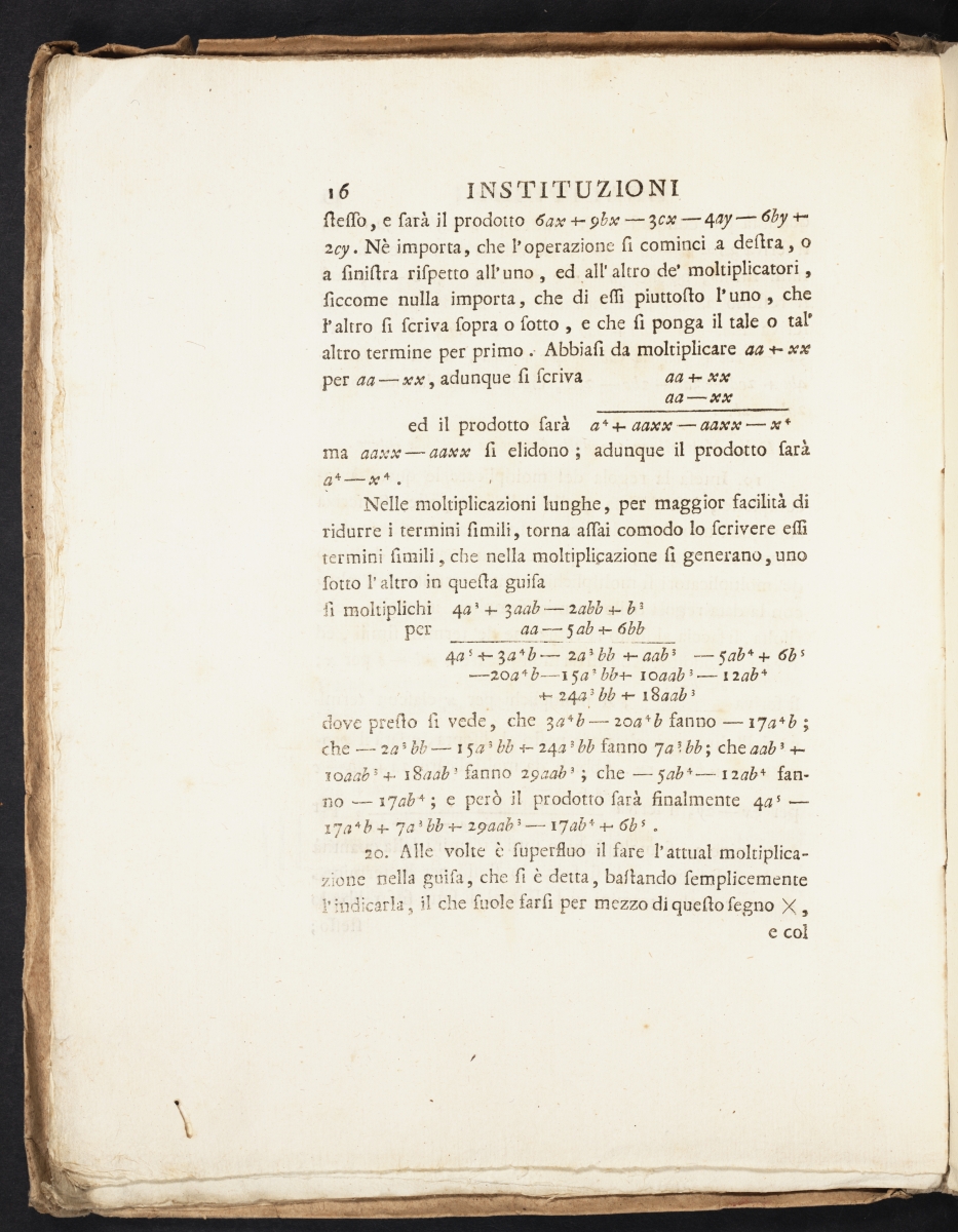 Page 16 of Maria Agnesi's Instituzioni Analitiche.