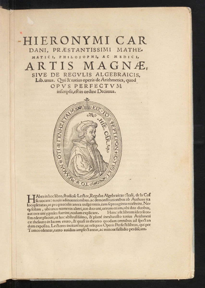 Title page of Cardano's 1545 Ars Magna.