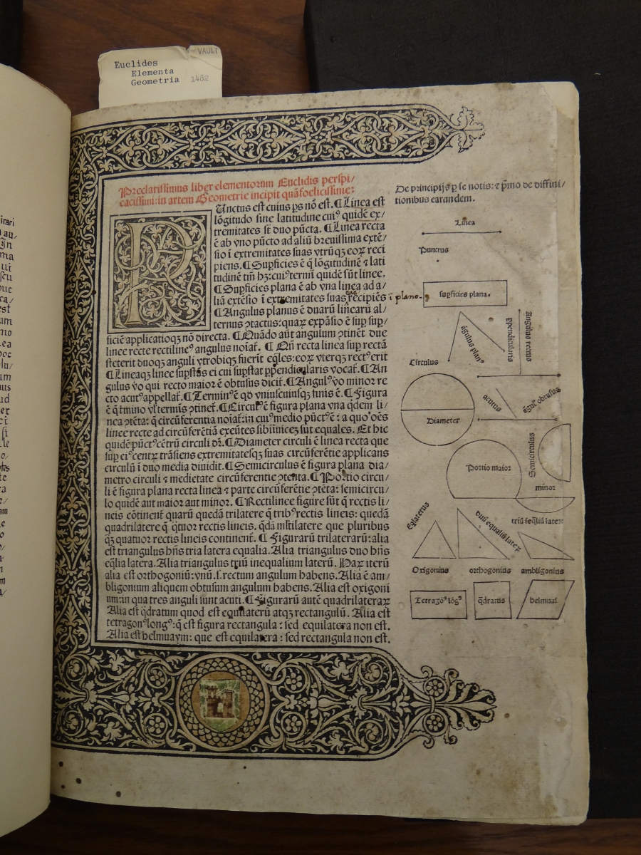 Page from 1482 first printed Euclid's Elements of Geometry