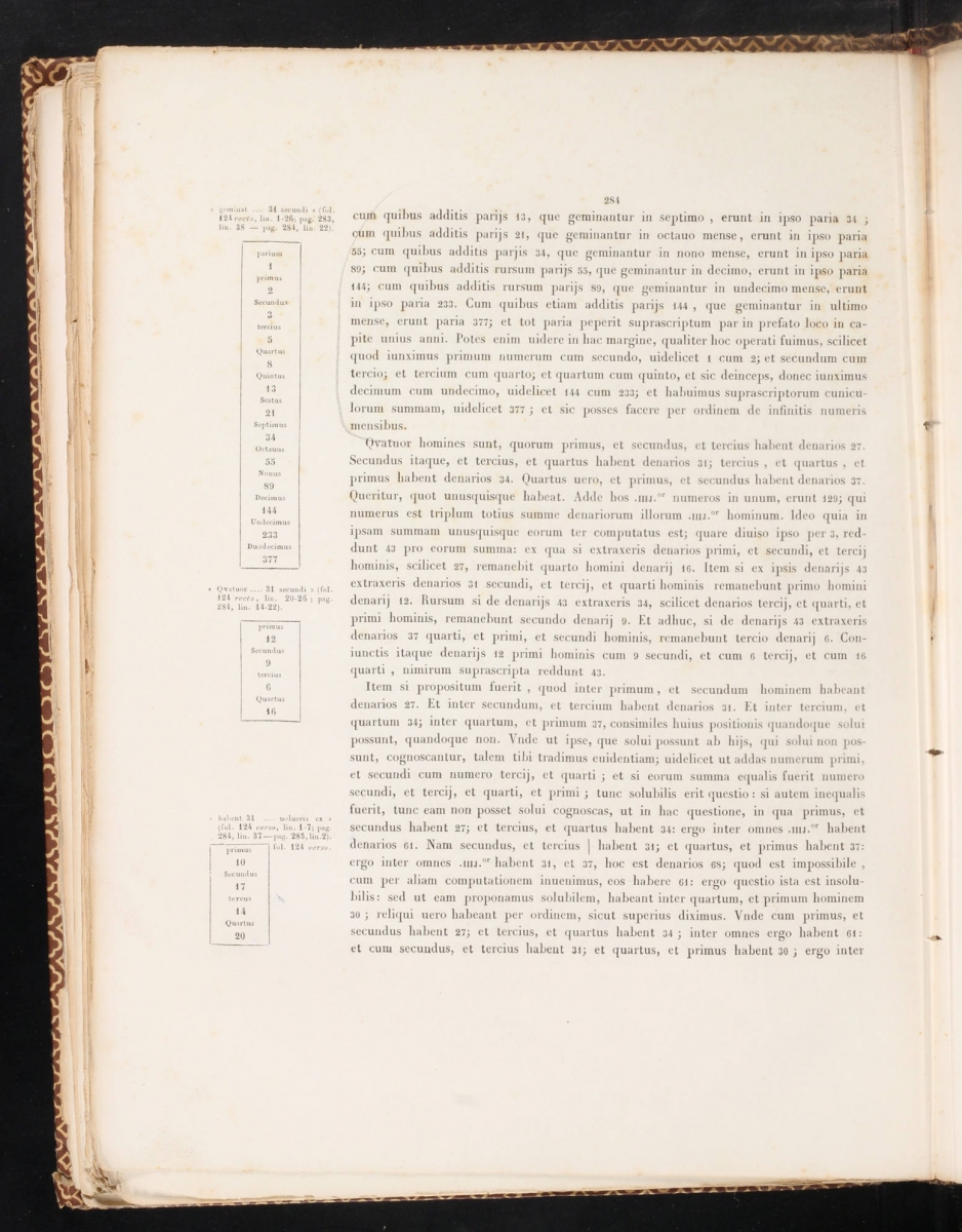Page 284 from 1857 printing of Fibonacci's Liber abaci.