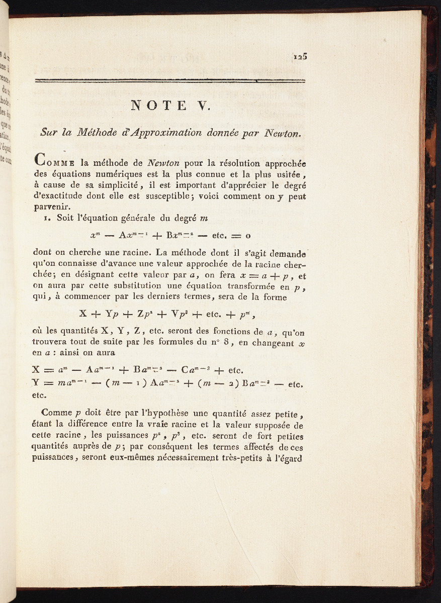 Page 125 from Lagrange’s Traité de la Résolution des Equations Numérique.