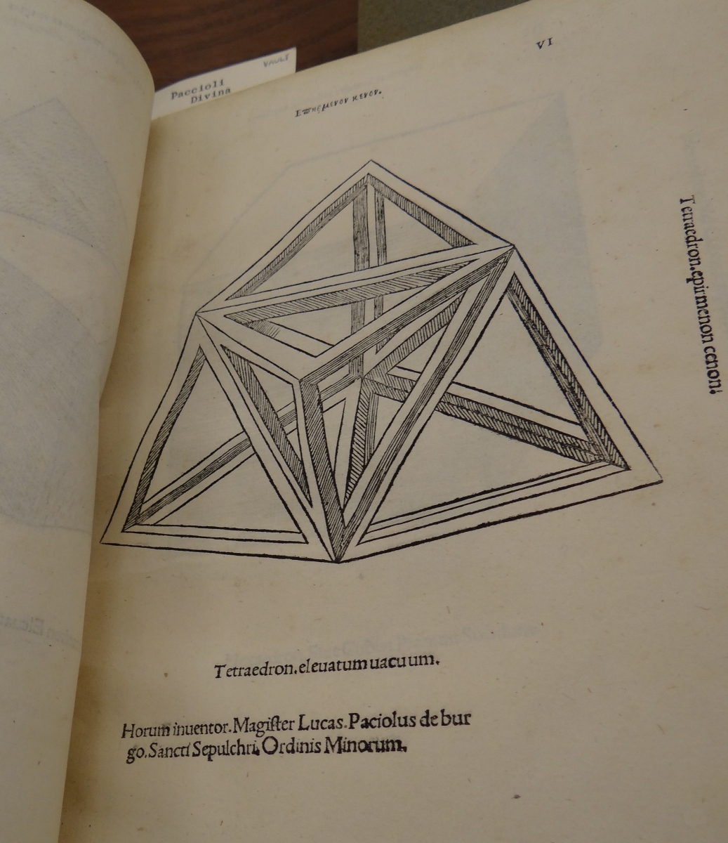 Example of polyhedron in Pacioli's 1509 Divina Proportione.