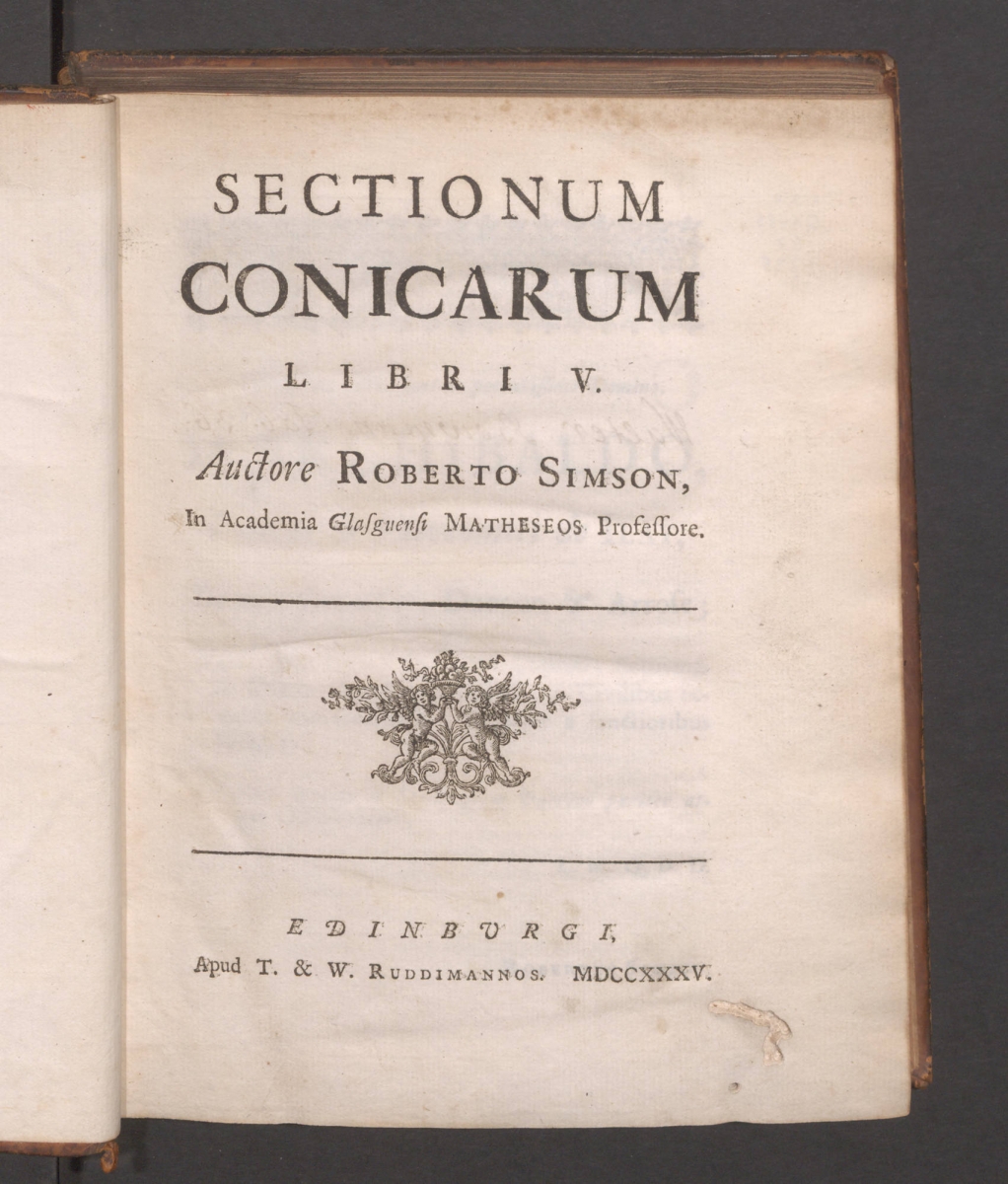 Title page of Simson's 1735 Conic Sections.