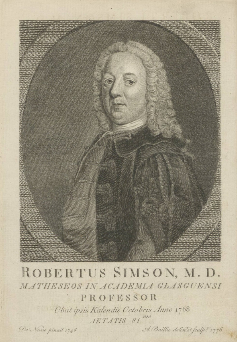 Portrait of Robert Simson from his posthumous works.
