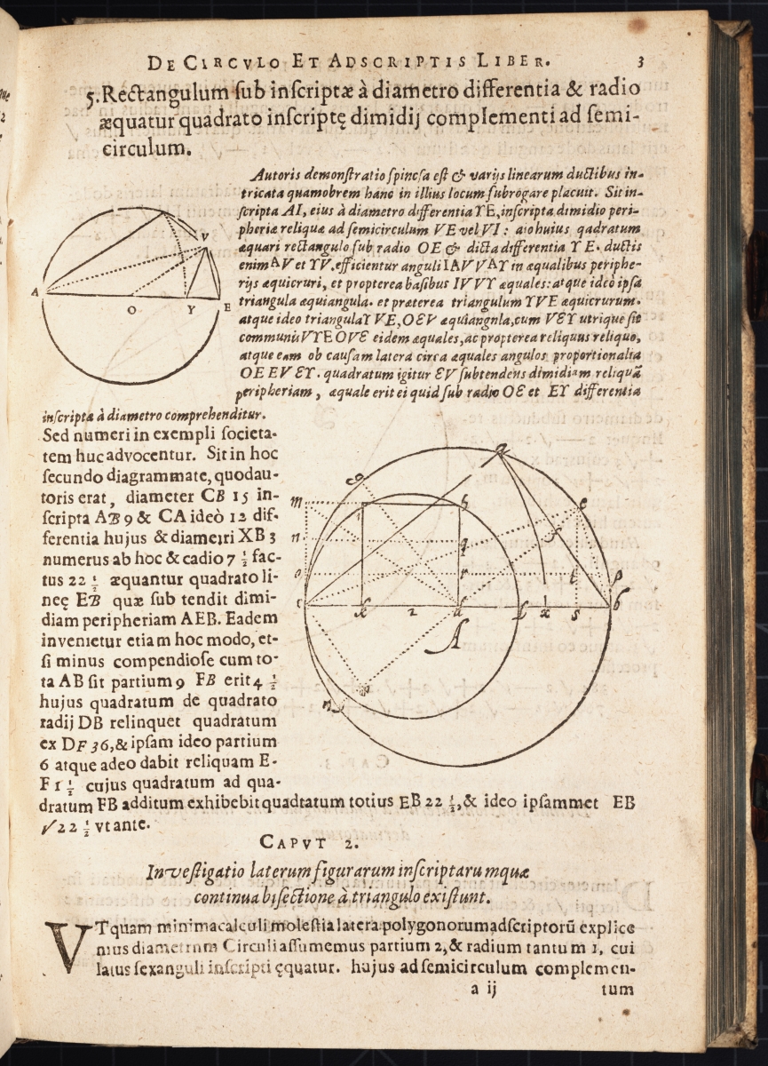 Page 3 from Snell's 1619 Latin translation of Van Ceulen's De Circulo.