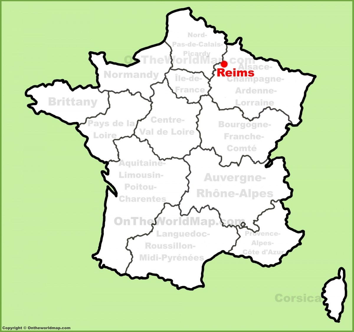 Map of medieval France with Reims highlighted.