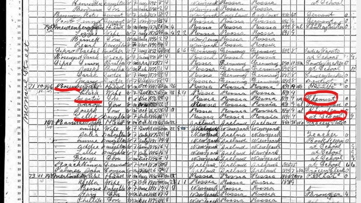 1900 US Census record for Lillian Lieber's family.