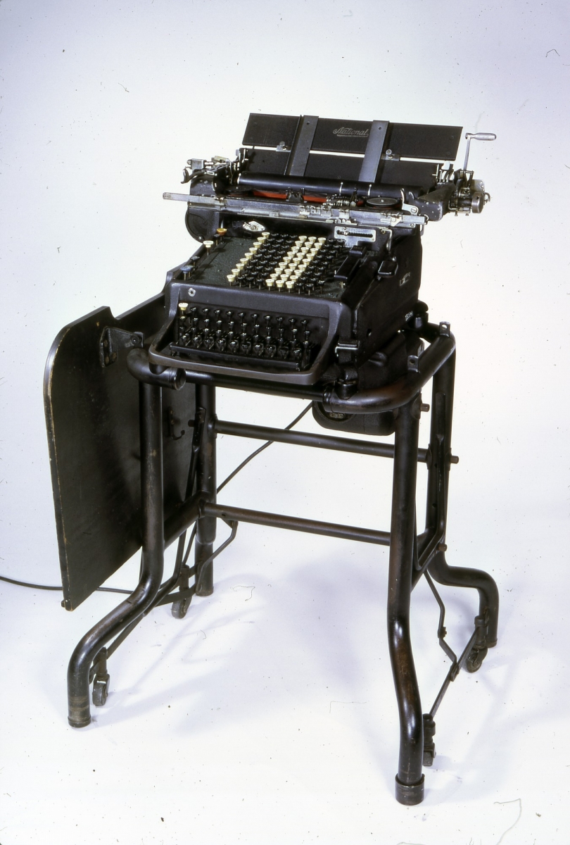 NCR Class 3000 bookkeeping machine on stand, made in 1938.