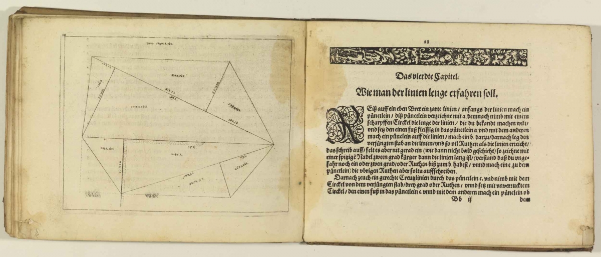 Pages 10-11 from Planemetrische Beschreibung by Johann Lörer (1616).