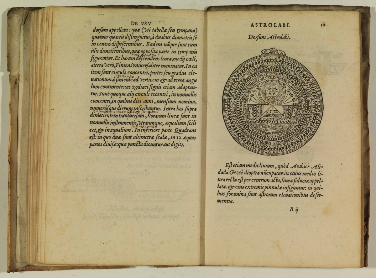 Folio 10 from a 1553 printing of Juan Martinez Población's Compendium on the Use of the Astrolabe.