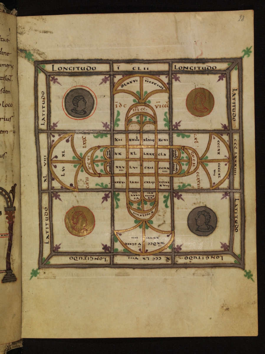 Folio 28r from a manuscript of Boethius' De Institutione Arithmetica copied in 845.