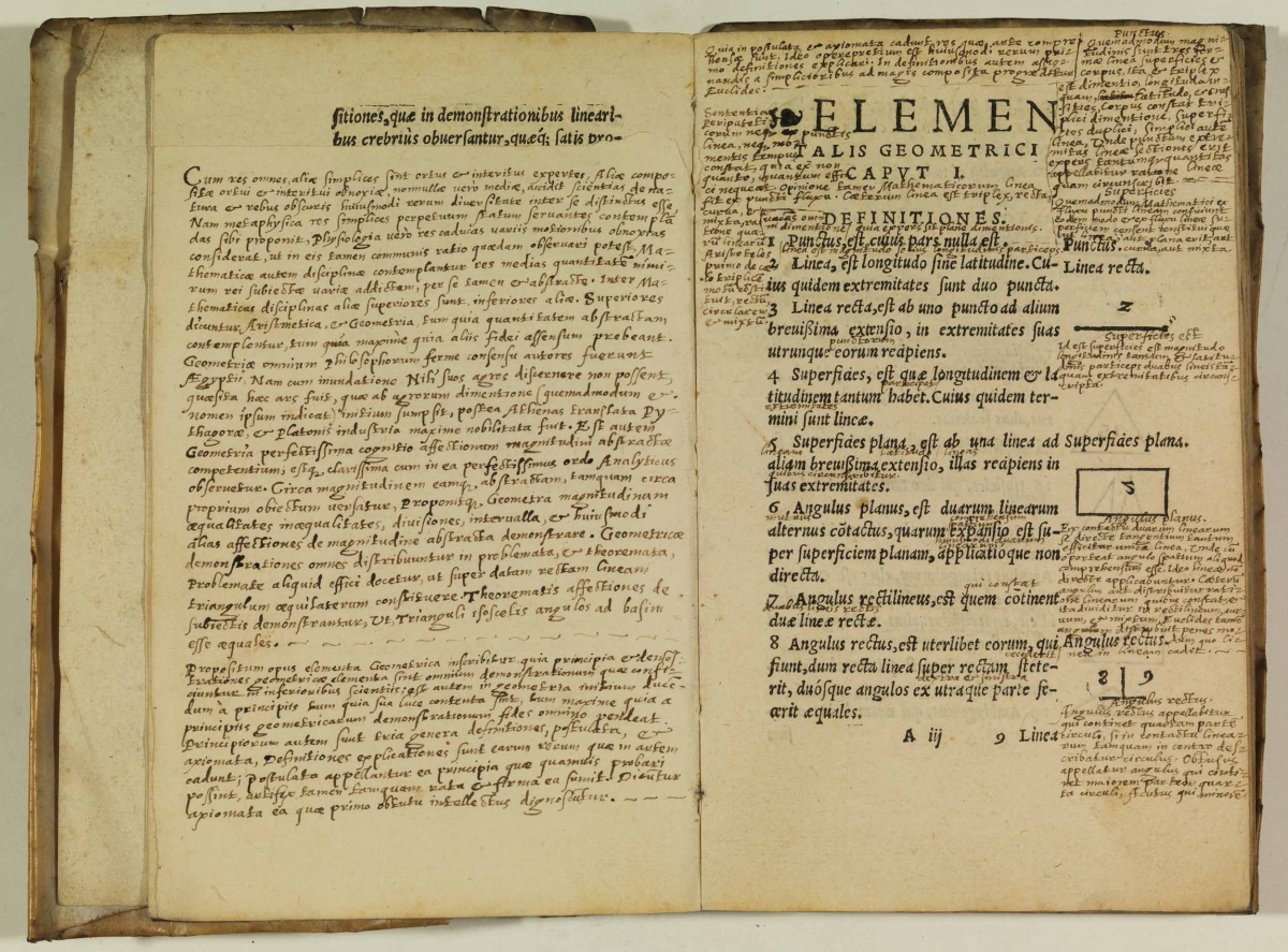 Annotated page from Johann Vögelin's 1550 Elementale geometricum.