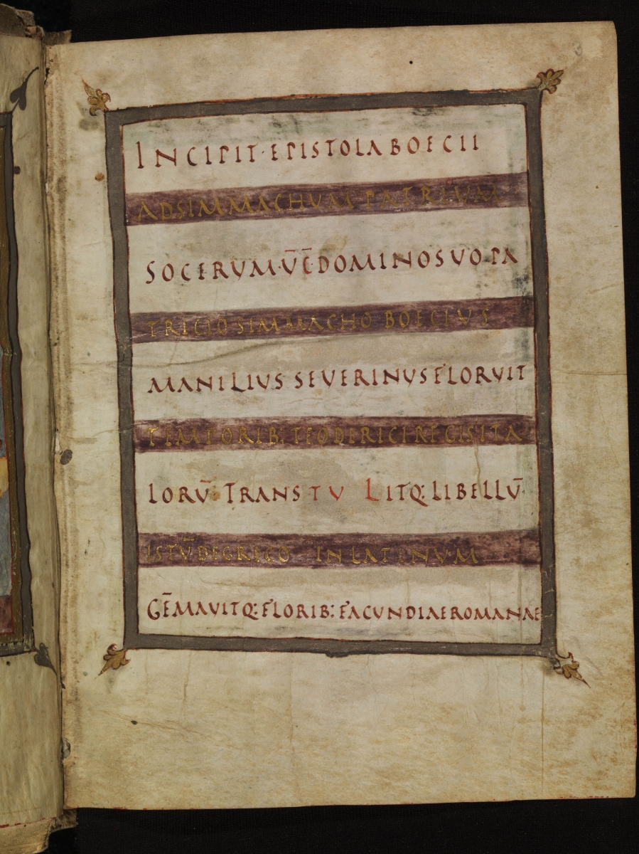 Folio 3r from a manuscript of Boethius' De Institutione Arithmetica copied in 845.