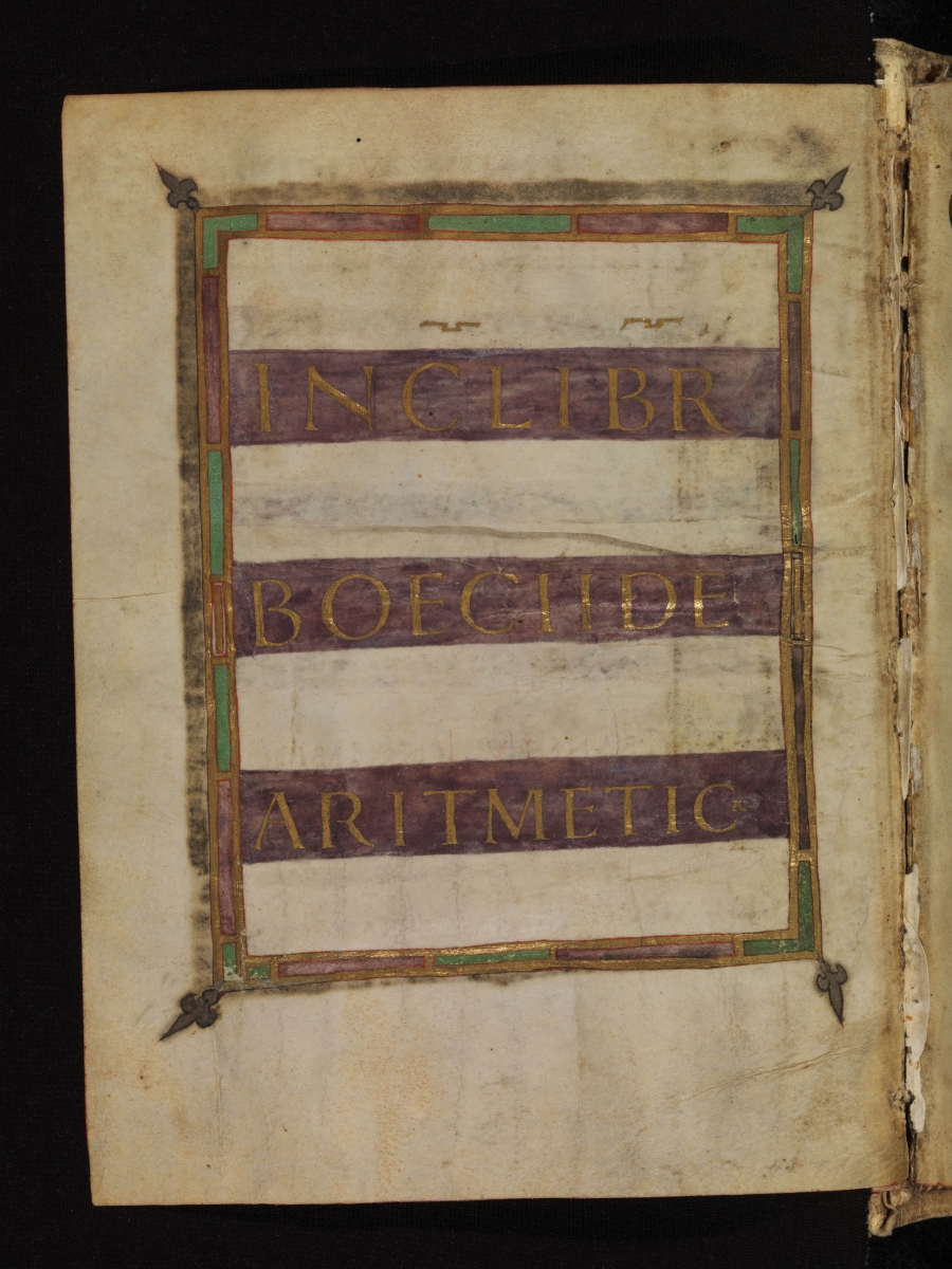 Folio 3v from a manuscript of Boethius' De Institutione Arithmetica copied in 845.