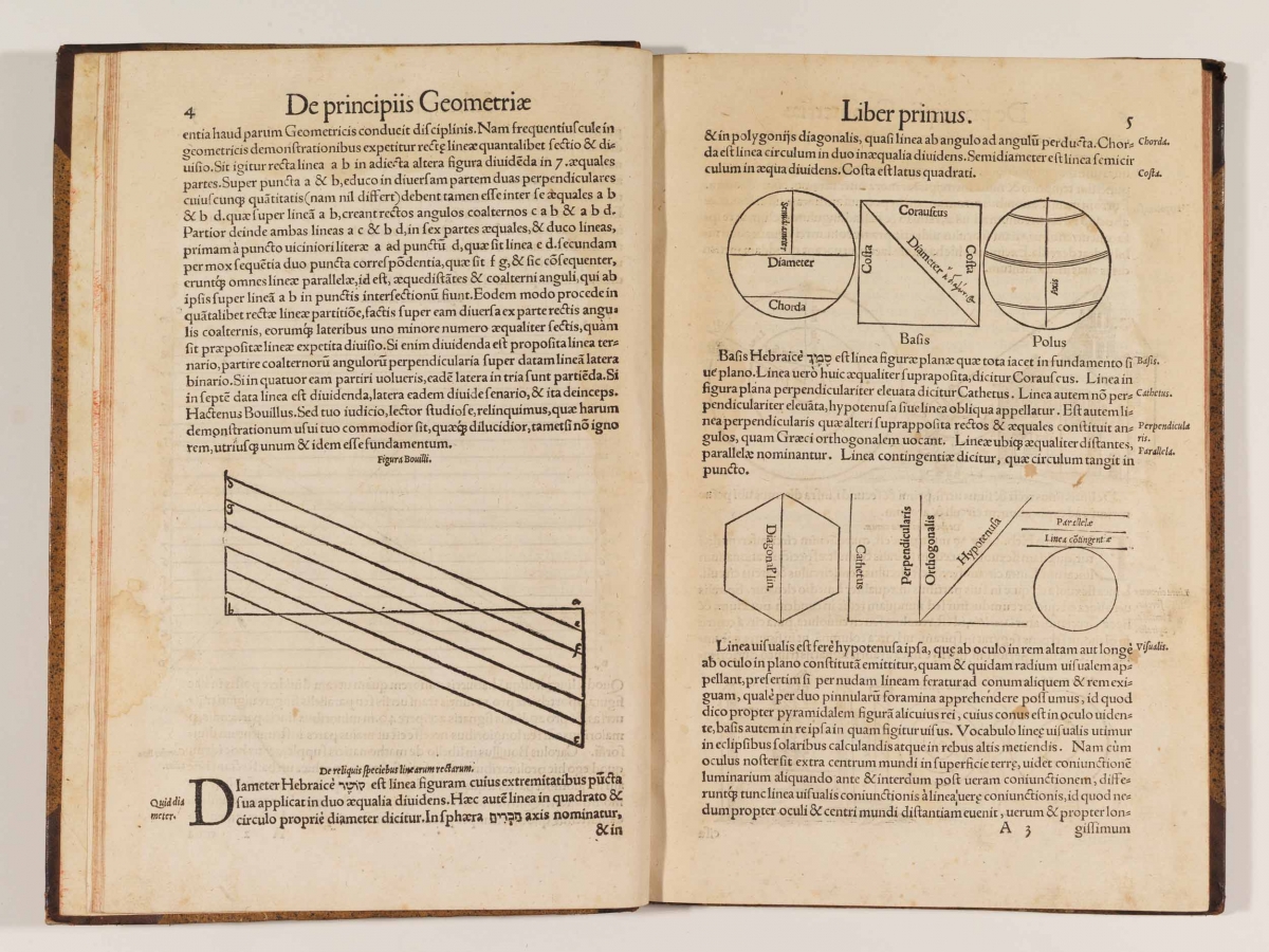 Pages 4-5 from Sebastian Munster's 1551 Rudimenta Mathematica.