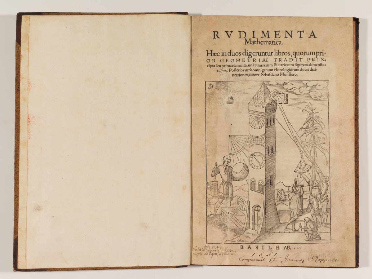 Title page of Sebastian Munster's 1551 Rudimenta Mathematica.