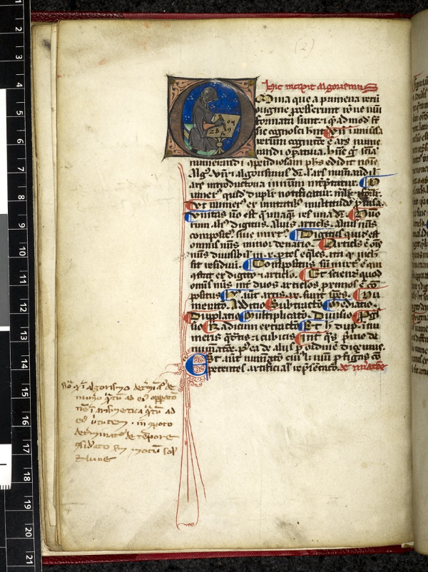 Folio 15v from a 13th century manuscript of Algorismus by Johannes de Sacrobosco