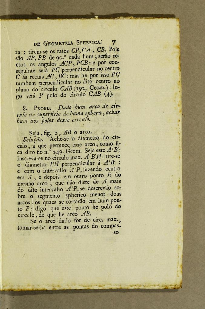 Page 7 from Francisco Villela Barbosa's 1817 Breve Tratado de Geometria Spherica.