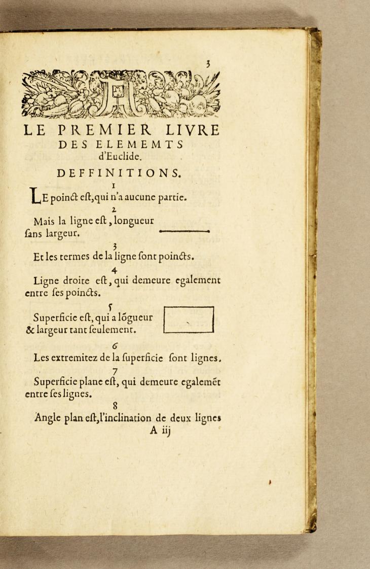 Page 3 from Pierre Forcadel's 1573 Les six premiers livres des elements d'Euclide.