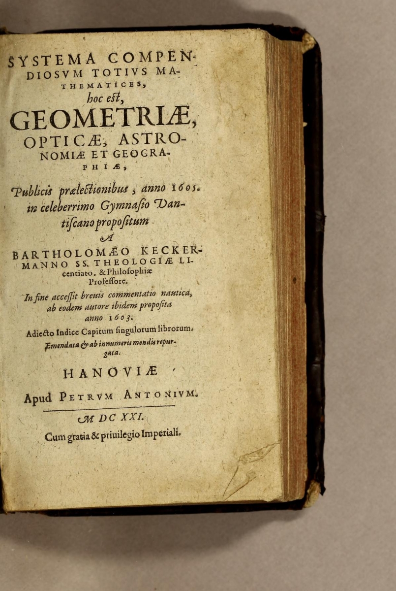 Title page from 1621 printing of Bartholomaeus Keckermann's Systema compendiosum totius mathematices. 