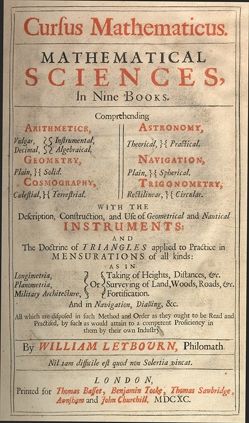 Title page of Cursus Mathematicus by William Leybourn, 1690