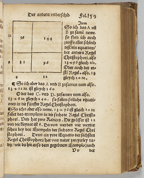 Folio 159 (recto) from 1553 edition of Christoff Rudolff's Die coss.